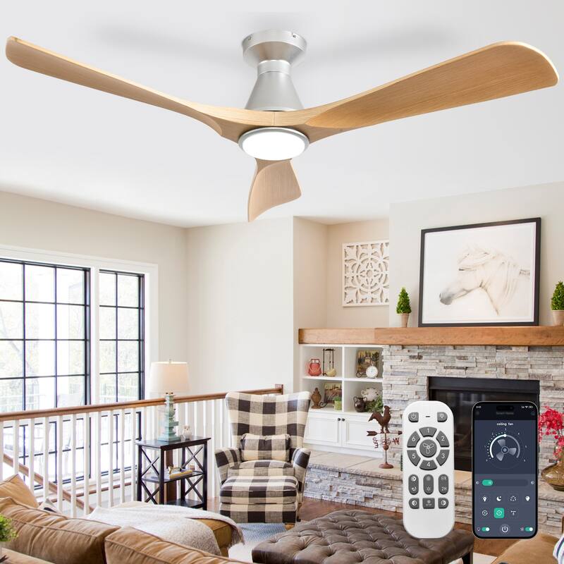 Ceiling Fan Without Light: 42-52 Inch 3 Blade Indoor Outdoor Fans for Patios - 52in - Wood