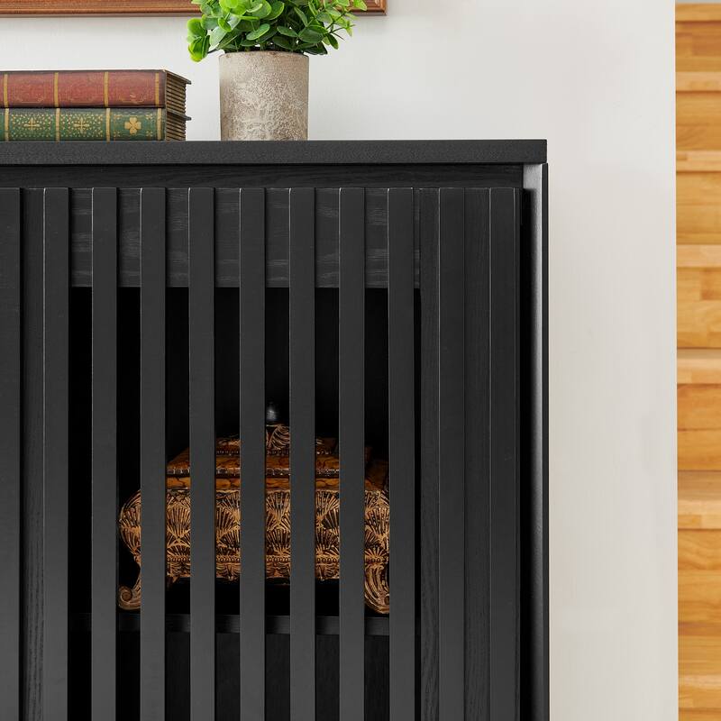 Mid Century Modern Fluted Hollowed Out Sideboard Cabinet