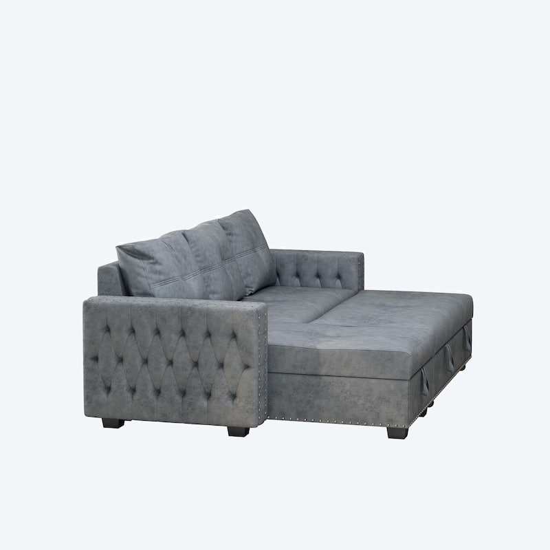 Classic and Cozy L-shape Pull-out Sleeper Sectional Sofa
