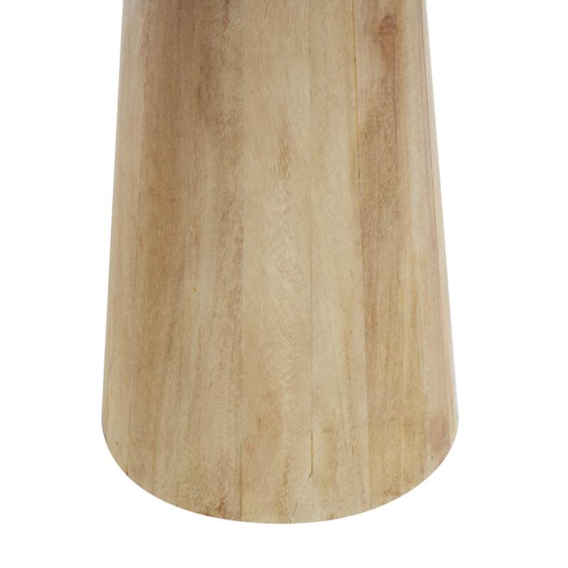 Brown or Light Brown Wood Side End Accent Table with Natural Wood Grains and Cone Shaped Bases (Set of 3)