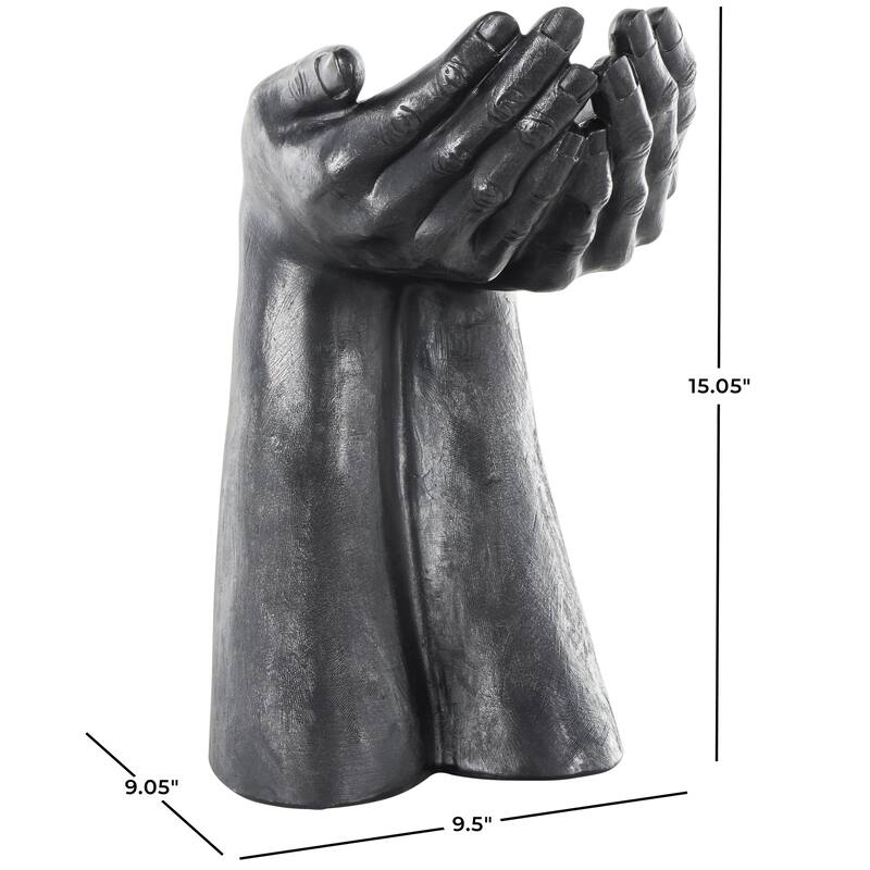 Polystone Hands Open Decorative Sculpture - Black - Roche River Decor