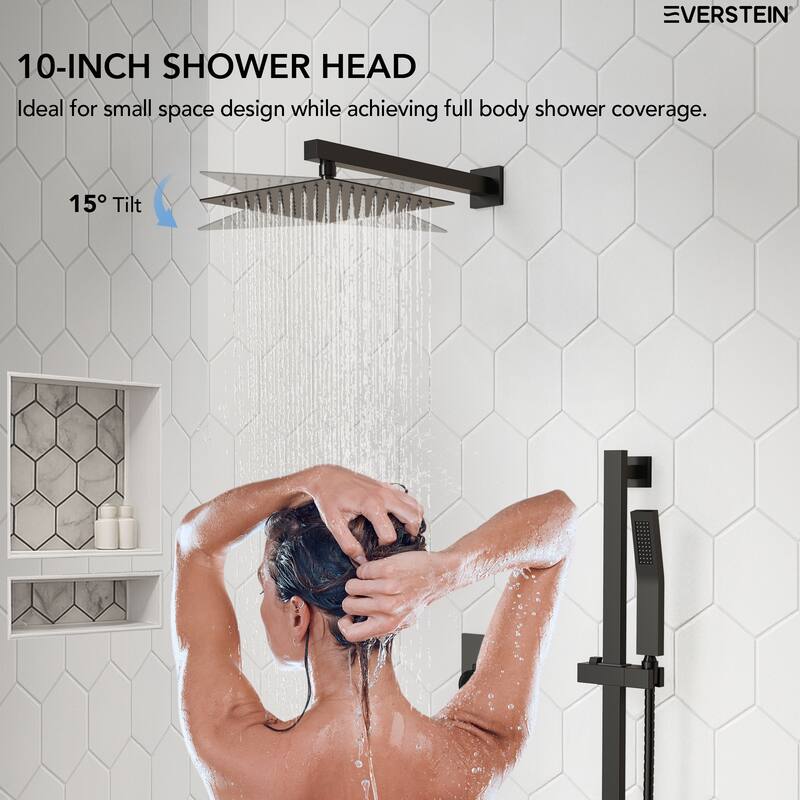 Slide Bar High-Pressure Balancing Shower System 10" Rainfall Shower Head with Handheld Shower
