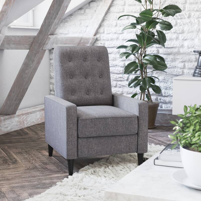 Pushback Recliner with Button Tufted Back - Gray