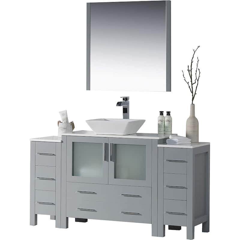 Blossom Sydney 60 Inch Bathroom Vanity with 2 Side Cabinets & Mirrors - Metal Grey - Painted