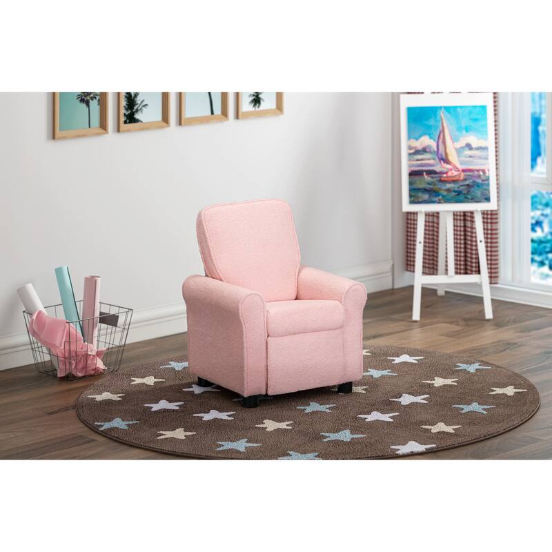 Olive & Opie Jordan Kids Recliner - Wooly Pink