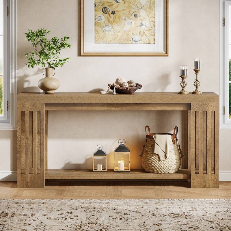 Farmhouse Wood Extra Long Sofa Console Table for Entryway