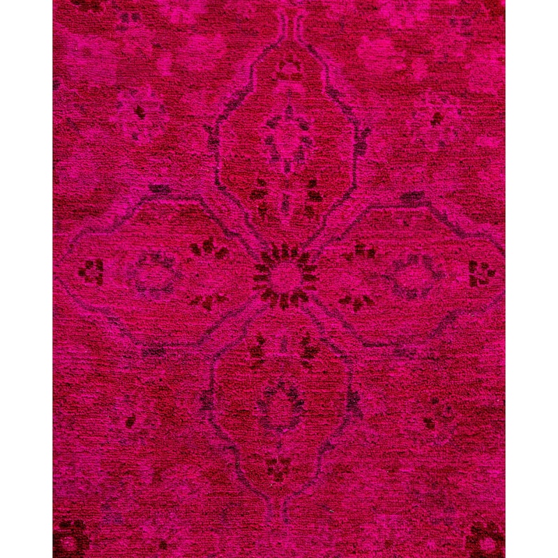 Overdyed One-of-a-Kind Hand-Knotted Round Area Rug - Pink - 7' 1" x 7' 1"