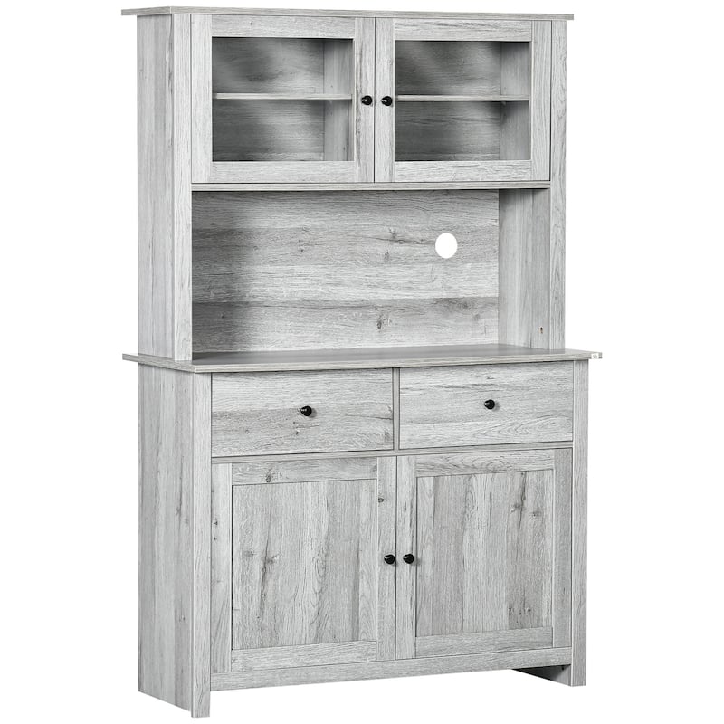 63.5" Kitchen Buffet with Hutch, Pantry Storage Cabinet with 4 Shelves
