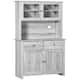 HOMCOM 63.5" Kitchen Buffet with Hutch, Pantry Storage Cabinet with 4 Shelves, Drawers, Framed Glass Doors