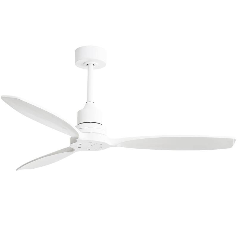 52" White Ceiling Fan with Remote,Reversible Wood Blades,Indoor and Outdoor,Angled Ceiling Adaptable - 52 Inch