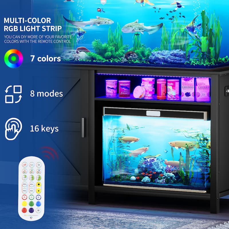 Moasis Aquarium Stand for 55-75 Gallon Fish Tanks with RGB Light Strip