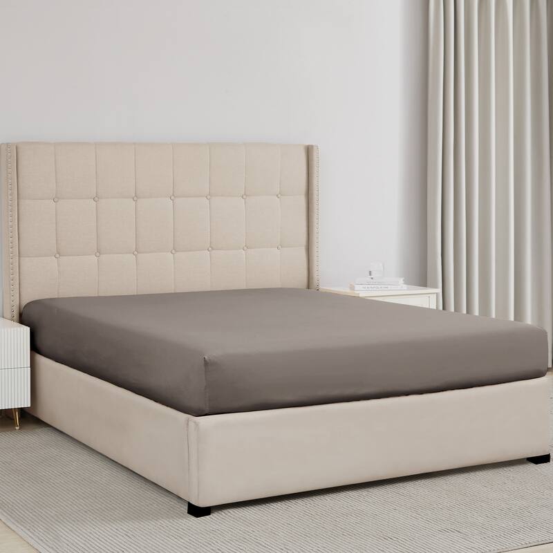 Vilano Extra Deep Pocket Fitted Bed Sheet , 2 pack, Fitted Sheet Only, Bed Sheet Seperates - Twin XL - Dark Taupe