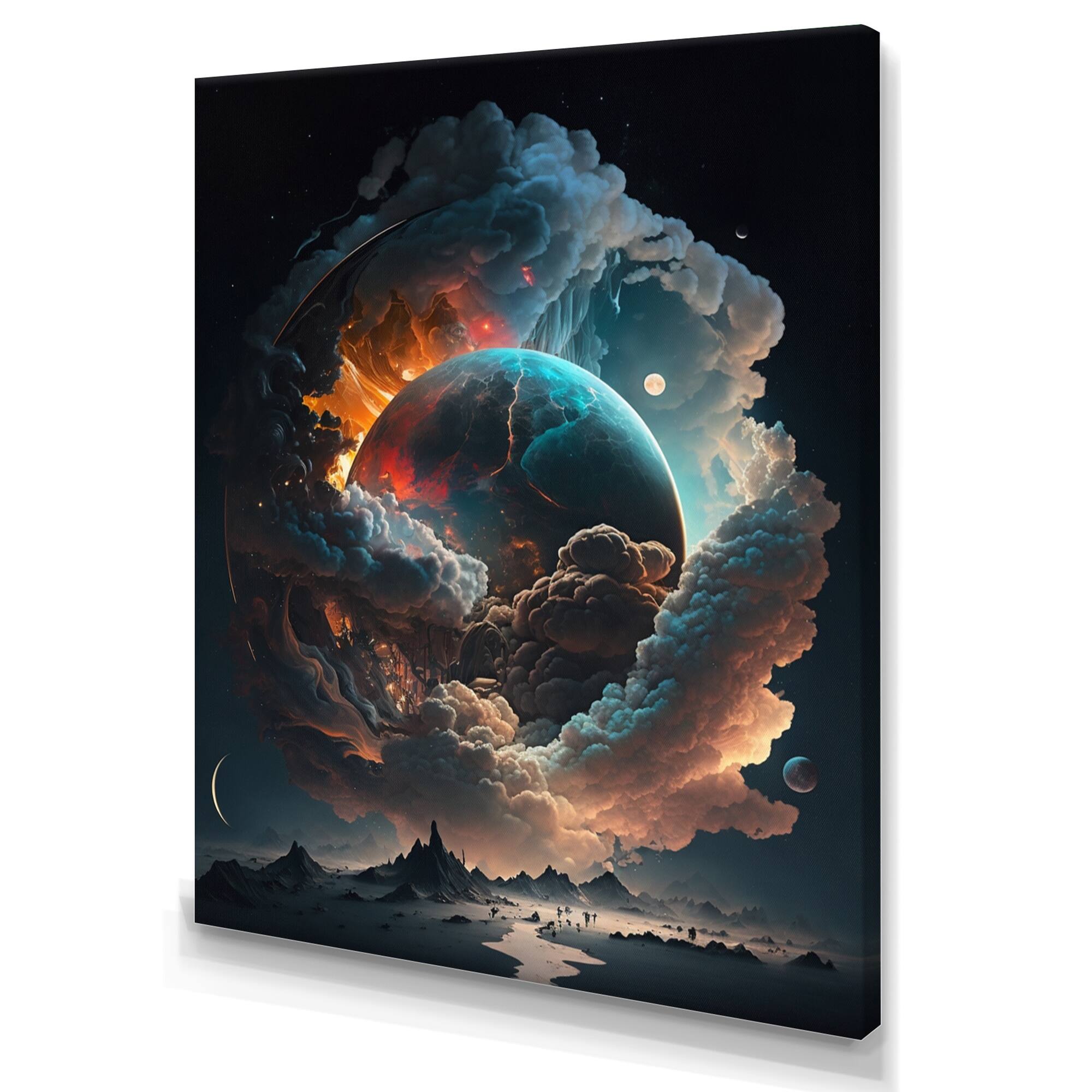 Designart 'Futuristic Landscape Clouds III' Outer Space Canvas Wall Art