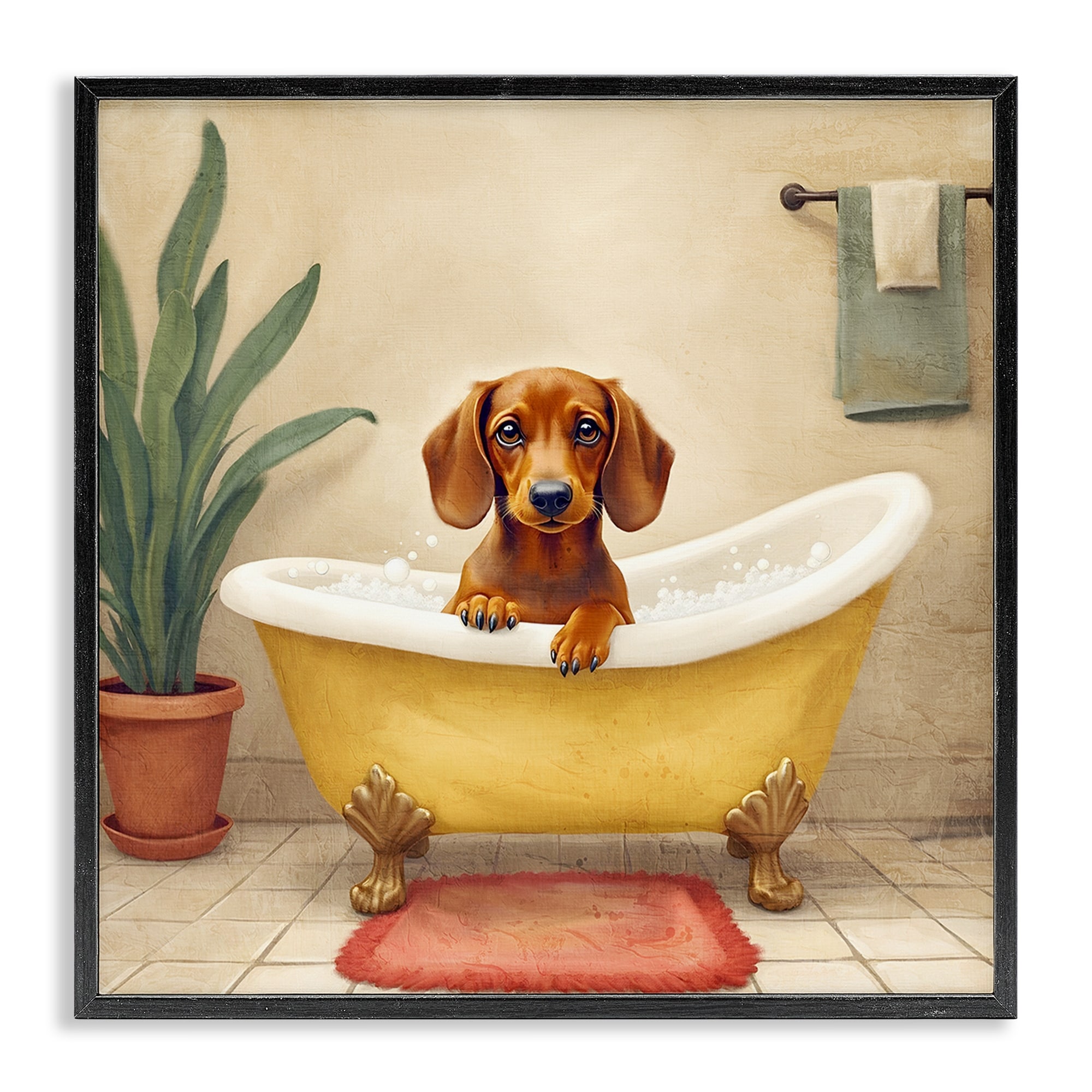 Stupell Bubble Bath Brown Dog Framed Giclee Art Design By Kim Allen