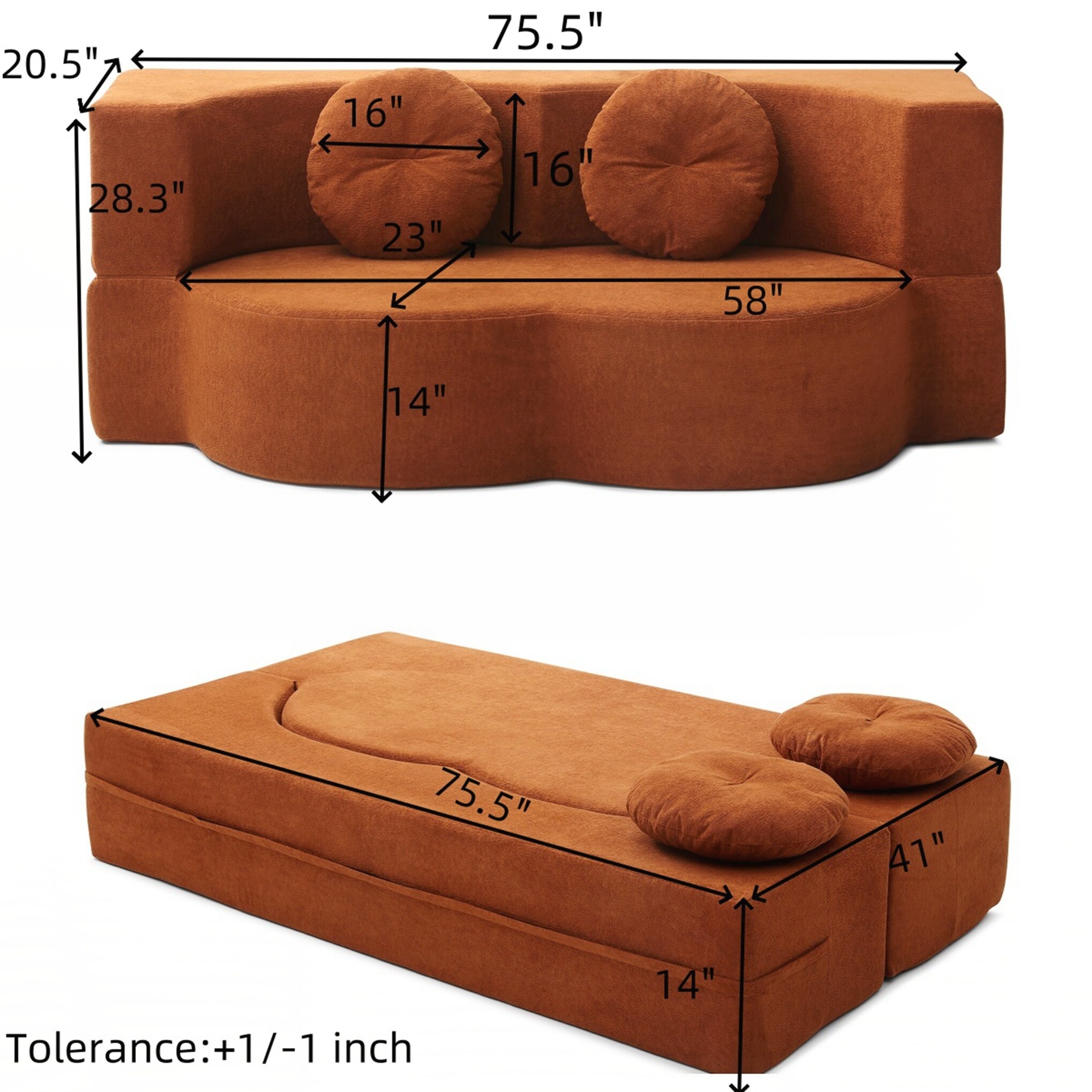 Folding-Sofa-Bed-with-Pillow,-