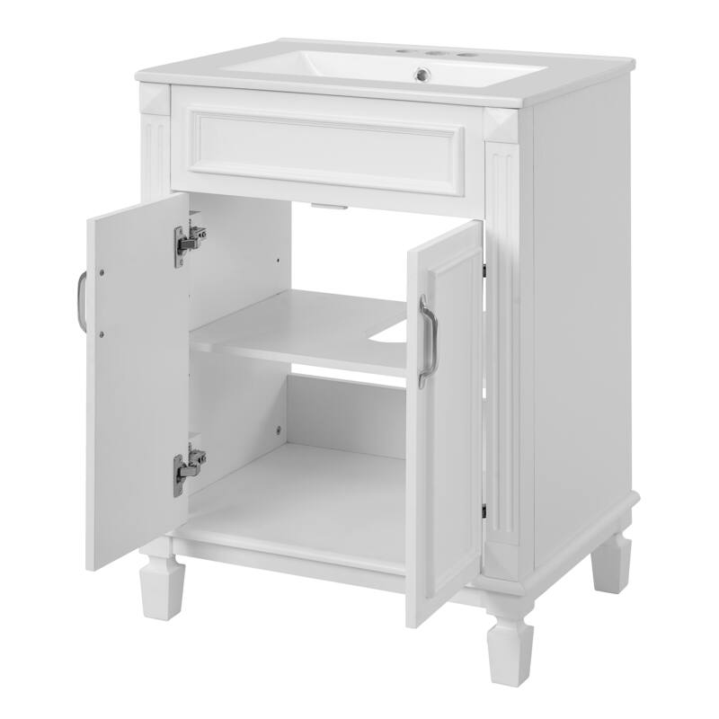 24'' Freestanding Bathroom Vanity with White Integrated Ceramic Sink - 24'' x 18.4'' x 33.8''