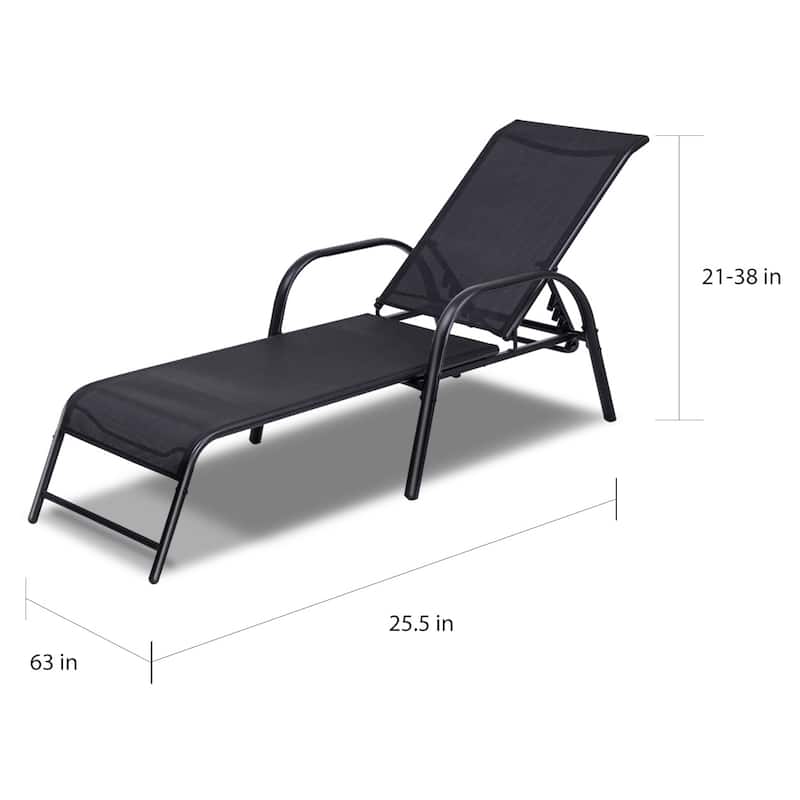 Set of 2 Outdoor Patio Lounge Chair Adjustable Chaise Recliner
