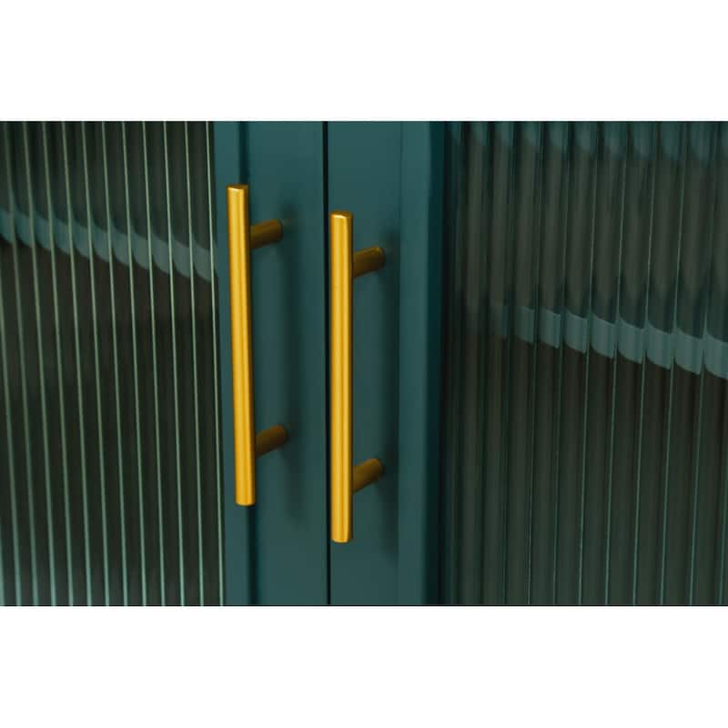 Wood TV Stand with Storage Cabinet & Adjustable Shelves