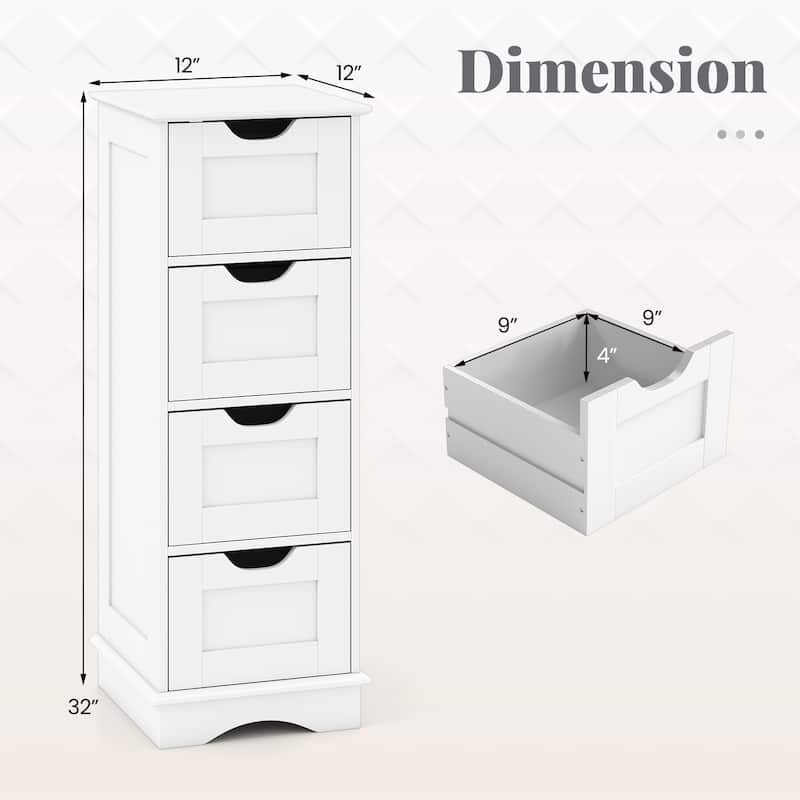 Gymax 4-Drawer Bathroom Cabinet w/Cut-out Handles Anti-toppling Device