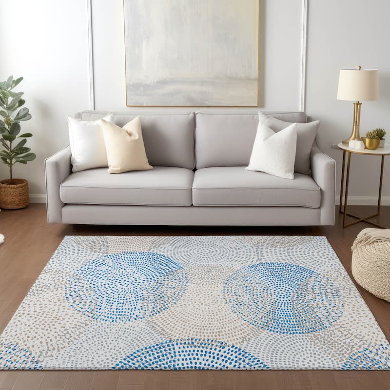 Machine Washable Indoor/ Outdoor Chantille Contemporary Rug - Ivory - 10' x 14'