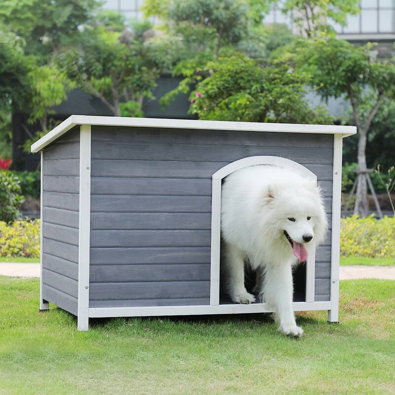 Outdoor Wooden Dog House with Hinges