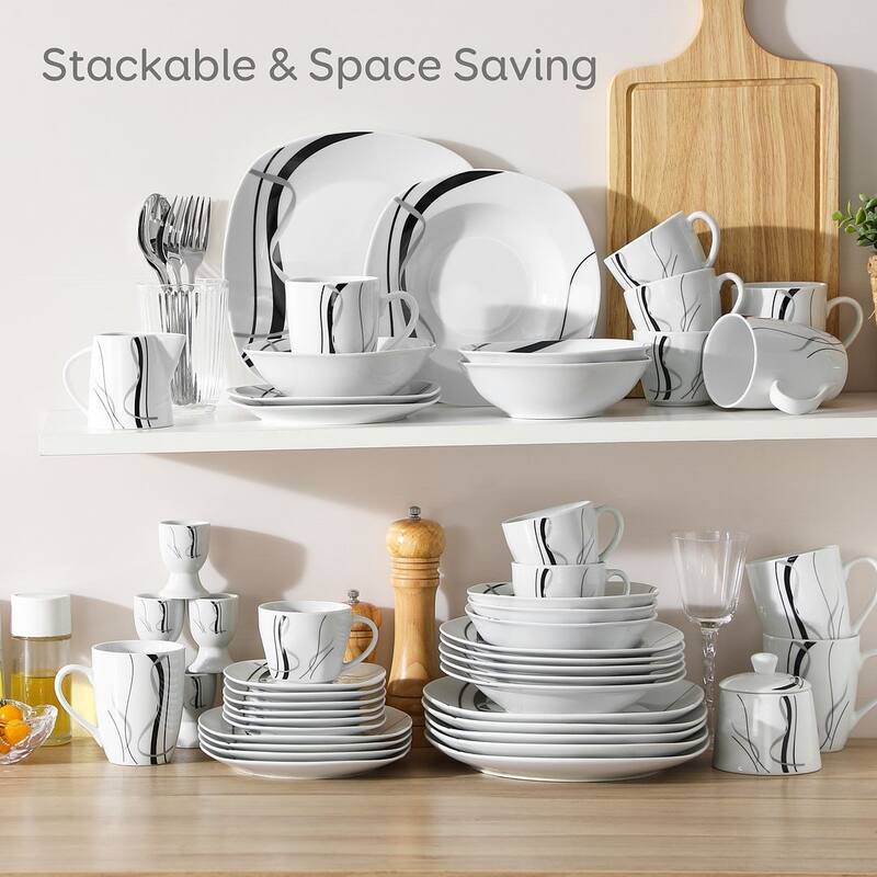 VEWEET 'Fiona' Porcelain 50-Piece Dinnerware Set (Service for 6)