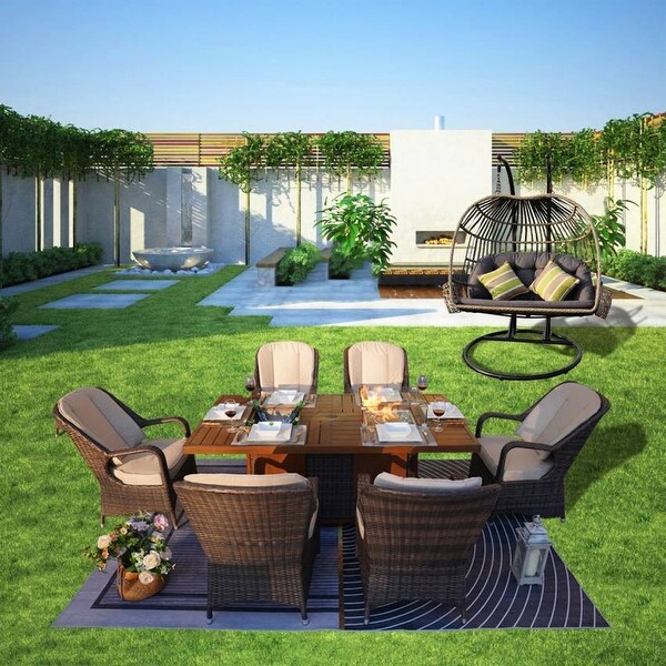 Better homes & gardens davenport patio sales wicker swing with beige cushions