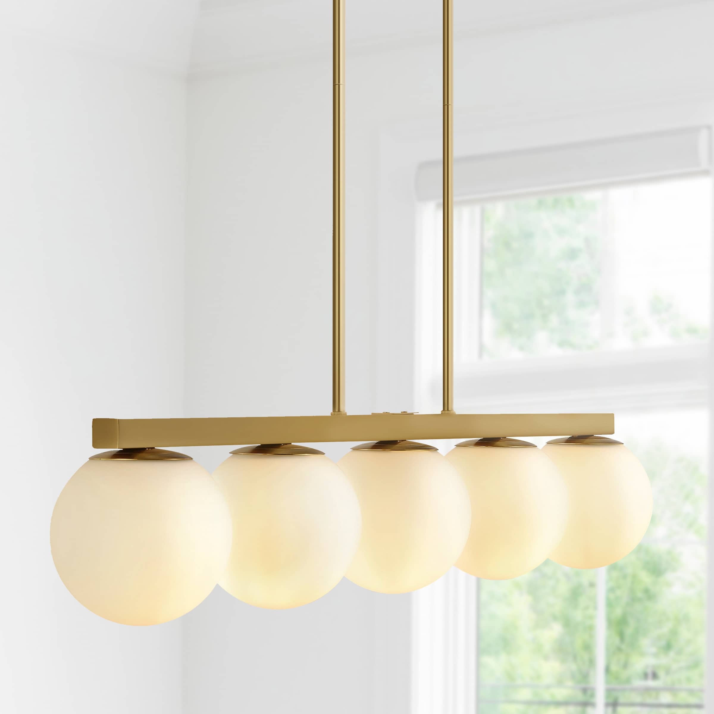 JONATHAN Y Luca Parisian 45.5" 5-Light Modern Glam Iron Globe Linear LED Pendant