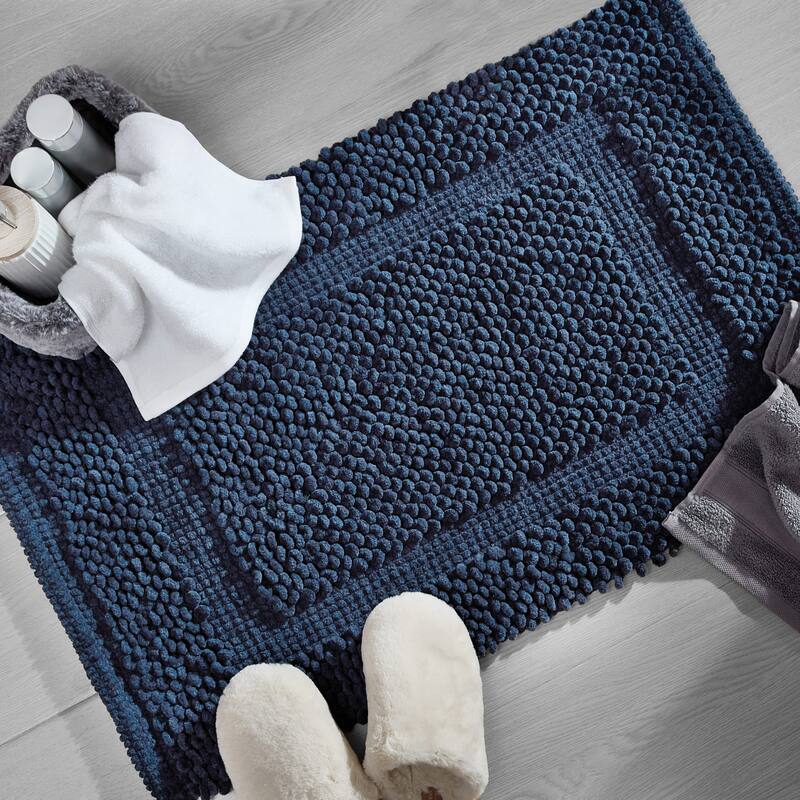 Sophie Border Ultra-plush Chenille Non-Slip Cotton Bath Mat