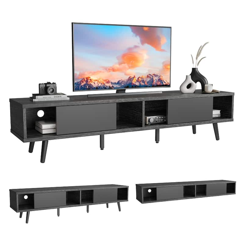 TV Stand for up to 75" TVs with Solid Wood Entertainment Center TV Console Mid-century - 70 inches
