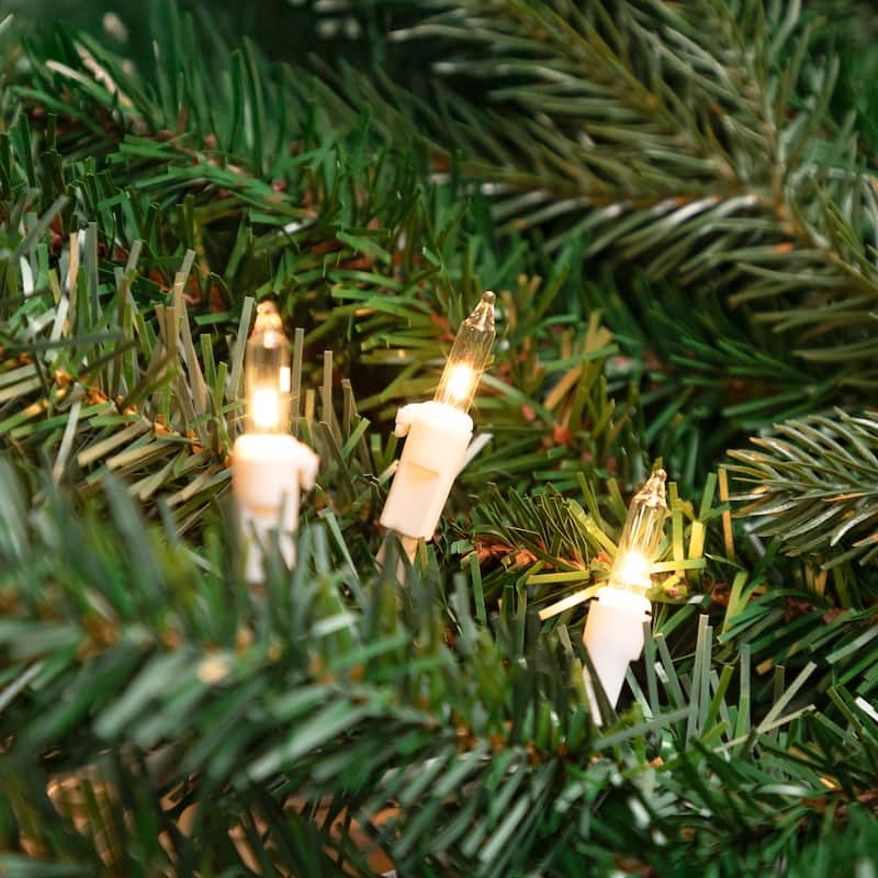 50 Clear Mini Christmas Light Set 10ft White Wire - 10'