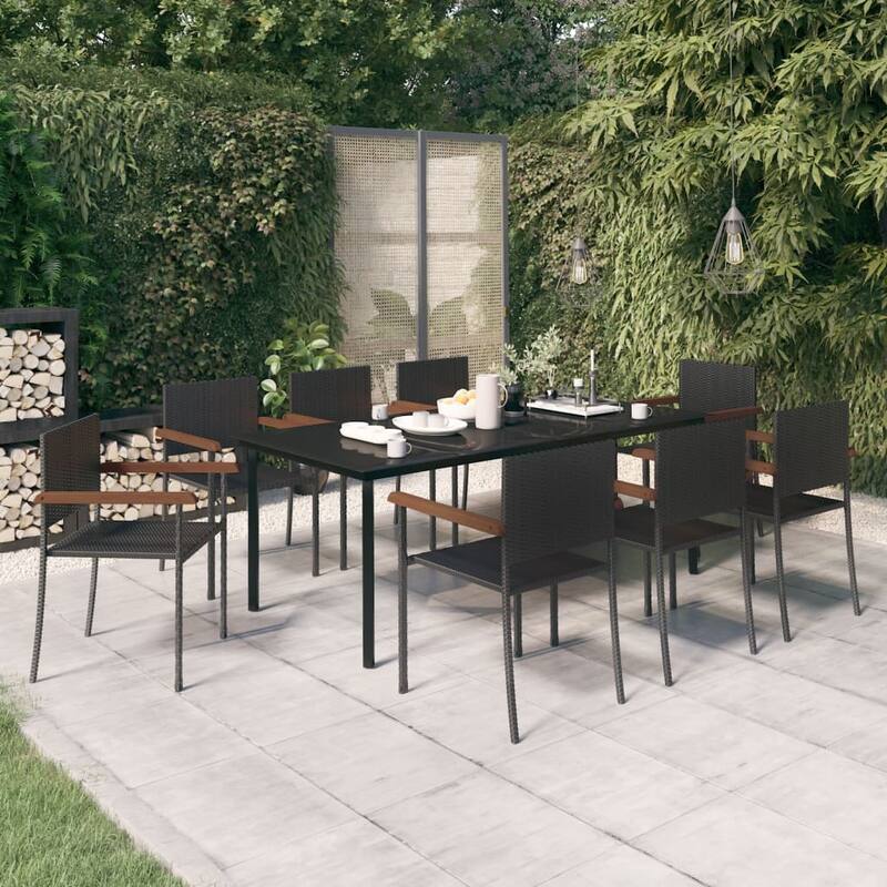 vidaXL Patio Dining Set Outdoor Dining Set Garden Table and Chair Set Black