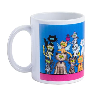 Novica Handmade Kittens Ceramic Mug