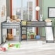 preview thumbnail 11 of 16, Solid Pine Wood Twin Size L-Shaped Loft Bed with Ladders and Slide