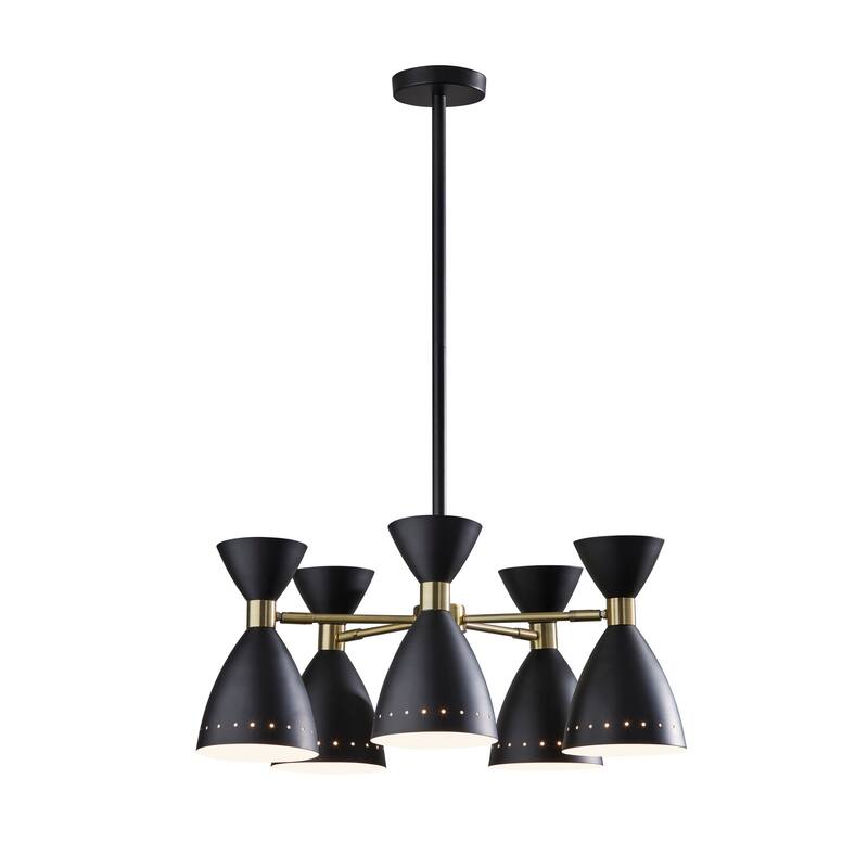 Adesso Antique Brass Oscar 5-Head Chandelier - Black Antique Brass