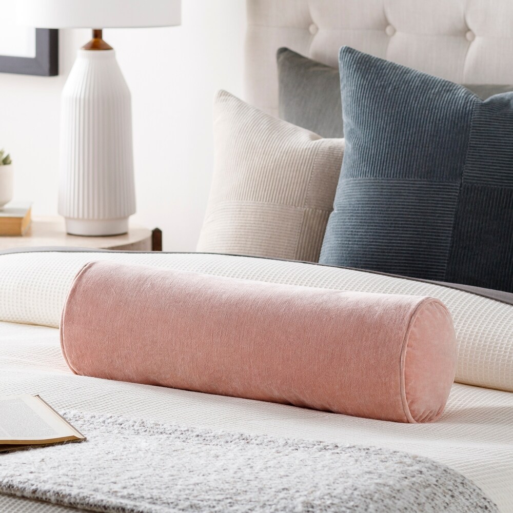 Pink velvet shop bolster pillow