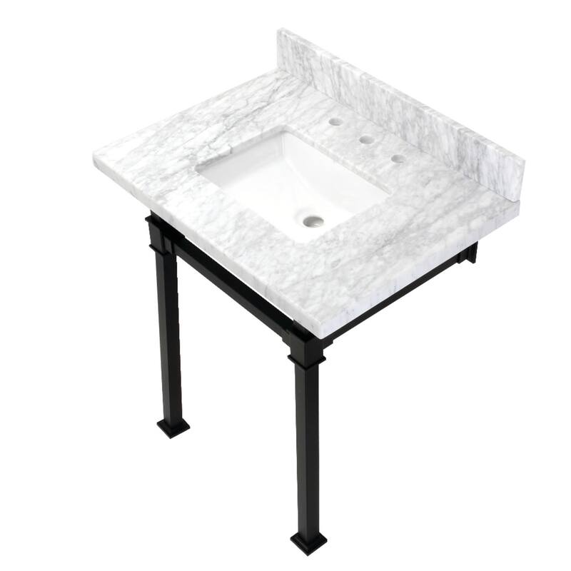 Kingston Brass Monarch 22" Wall Mounted Rectangular Marble Lavatory - Marble White / Matte Black