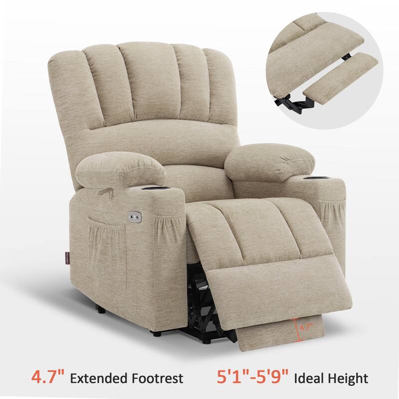 MCombo Power Lift Recliner Chair, Massage and Heat for Elderly, Extended Footrest,Cup Holders, USB Ports 7095