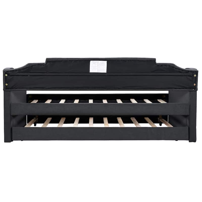 Black Upholstered Twin Daybed with Trundle