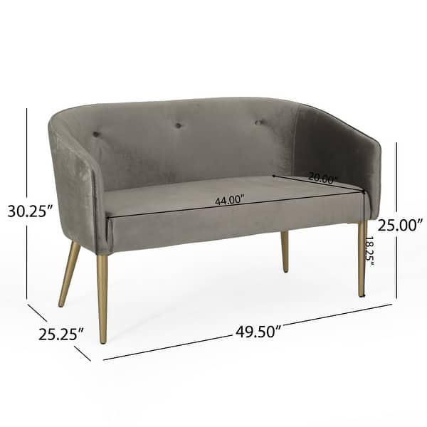 dimension image slide 2 of 3, Brayer Modern Glam Tufted Velvet Loveseat by Christopher Knight Home - 49.50" L x 25.25" W x 30.25" H