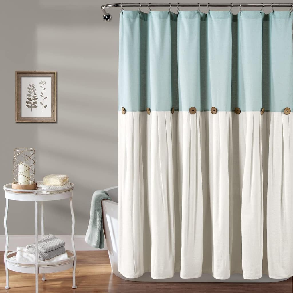 Shawnee Seafoam Shower Curtain, 72x72, Geometric Embroidery