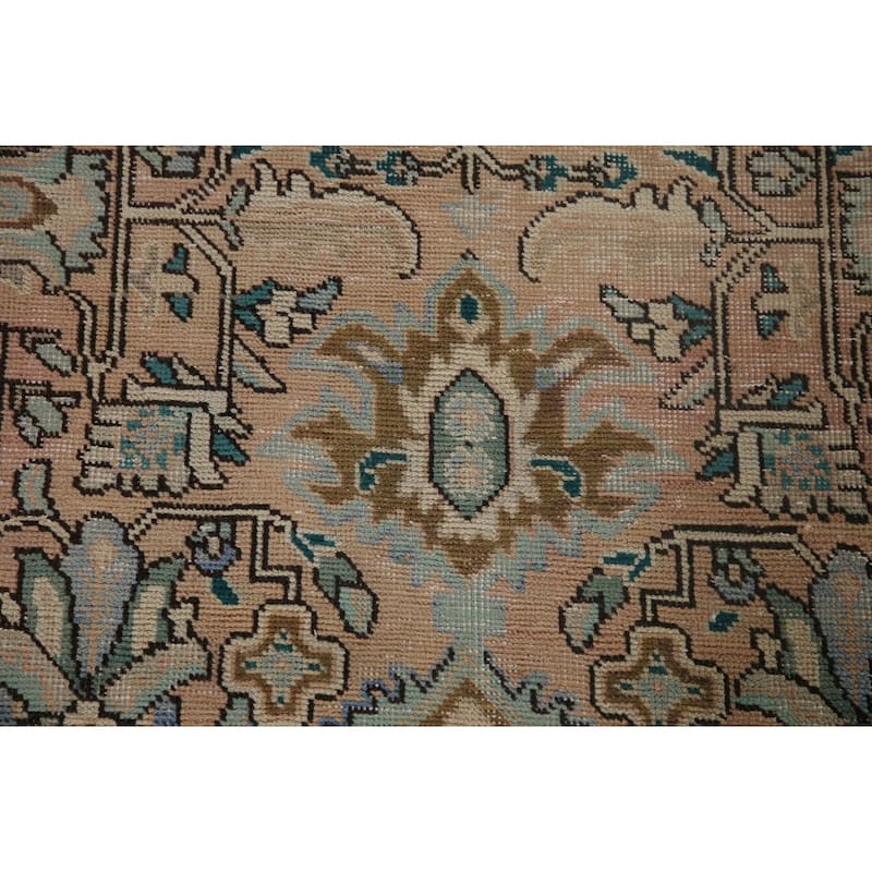 Geometric Tabriz Persian Vintage Rug Handmade Living Room Wool Carpet - 7'11" x 11'1"