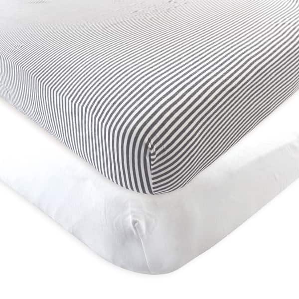 slide 1 of 1, Touched by Nature Baby Organic Cotton Crib Sheet, White Heather Charcoal, One Size - White Heather Charcoal - One Size One Size - White Heather Charcoal