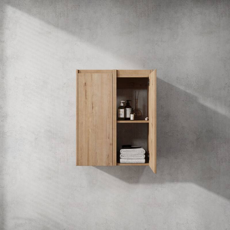 Modern Wall-Mounted Bathroom Side Cabinet with Soft-Close Doors, Floating Design, 6 Storage Compartments, 12-Inch Width