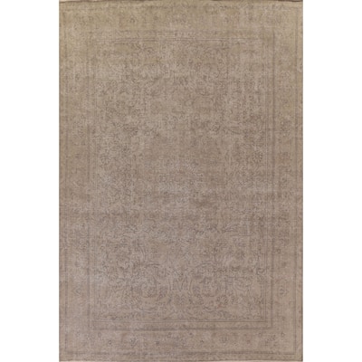 Tabriz Persian Vintage Area Rug Hand-knotted Floral Wool Carpet - 9'9" x 12'8"