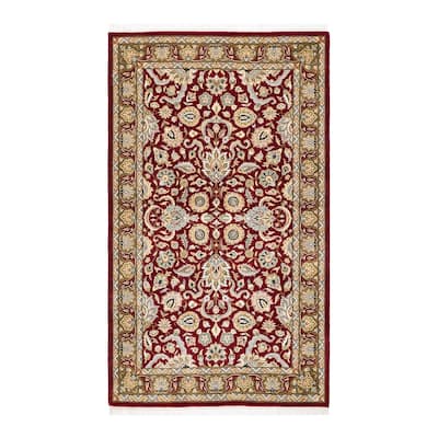 Overton Hand Knotted Wool Vintage Inspired Traditional Mogul Red Area Rug - 3 x 5