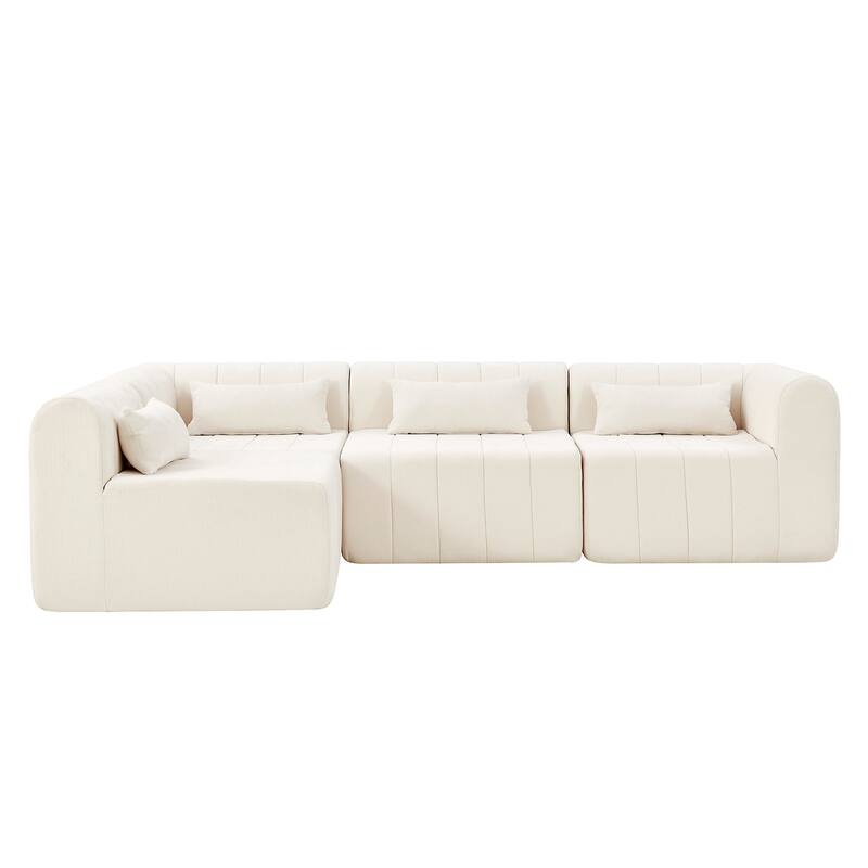 145.5" Modular Sofa Couch, Modern Sectional Sofa for Living Room, Polyester Upholstered Cloud Couch with Deep Seat
