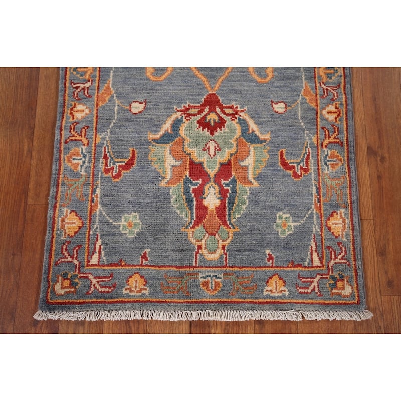 Kazak Oriental Runner Rug Handmade Traditional Blue Wool Carpet - 2'3" x 5'9"