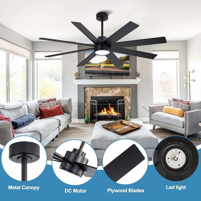 MLiAN 72 in. 8 Plywood Blades Indoor LED Ceiling Fan With Remote......