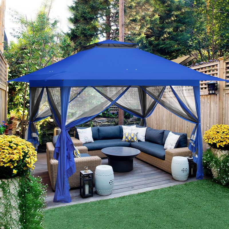 EAGLE PEAK 13x13 Pop Up Gazebo with Mosquito Netting, Easy Up Screened Canopy for Patio and Backyard, Easy Set-up Outdoor Gazebo